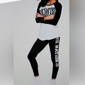 Victoria's Secret Pink Nation JOGGER Pants Black  ** Medium **